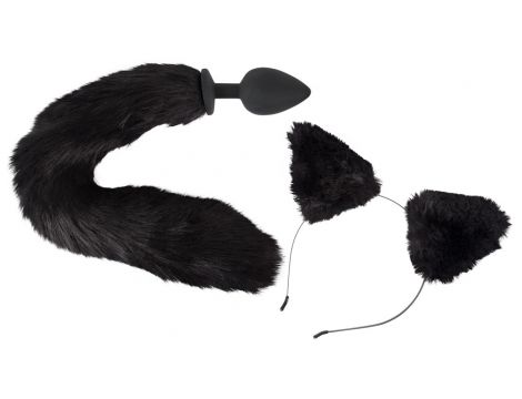 Korek analny z ogonem i uszami kota Bad Kitty czarny 9 cm - 4