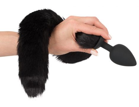 Korek analny z ogonem i uszami kota Bad Kitty czarny 9 cm - 12