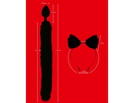 Korek analny z ogonem i uszami kota Bad Kitty czarny 9 cm - 14