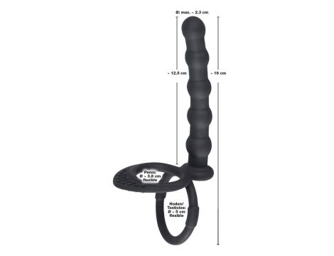 Pierścień na penisa i jądra z dildo analnym Black Velvets silikonowy - 16