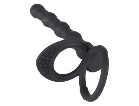Pierścień na penisa i jądra z dildo analnym Black Velvets silikonowy - 5