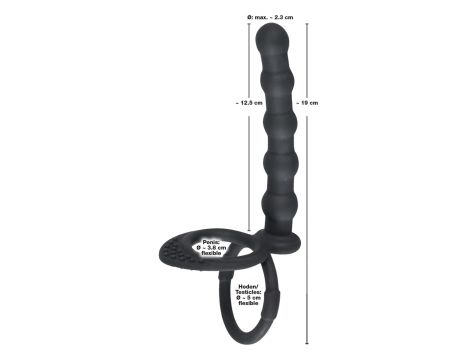 Pierścień na penisa i jądra z dildo analnym Black Velvets silikonowy - 13