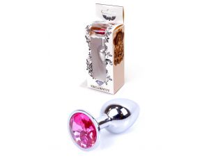 Biżuteria analna srebrna z różowym diamentem HeavyFun 7 cm