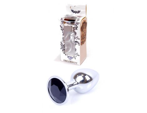 Biżuteria analna srebrna z czarnym diamencikiem 7 cm