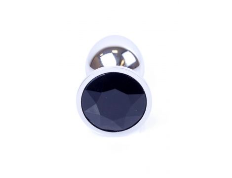 Biżuteria analna srebrna z czarnym diamencikiem 7 cm - 2