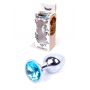 Korek analny stalowy srebrny z jasnoniebieskim diamentem 7 cm - 2