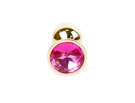 Korek analny złoty z różowym diamentem 7 cm - 2