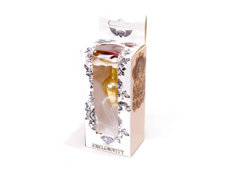 Biżuteria analna HeavyFun korek stalowy złoty czerwony 7 cm - 8