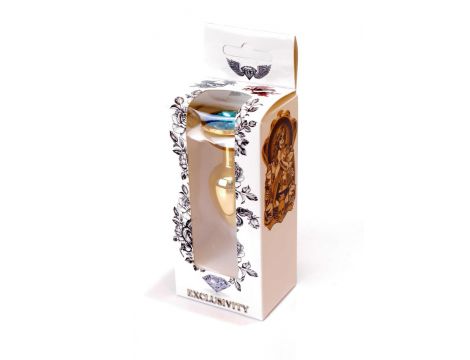 Korek analny ze stali nierdzewnej z diamentem HeavyFun jasnoniebieski 7 cm - 8