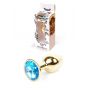 Korek analny ze stali nierdzewnej z diamentem HeavyFun jasnoniebieski 7 cm - 2