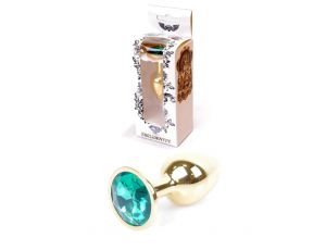 Stalowy korek analny z zielonym diamentem 7 cm HeavyFun