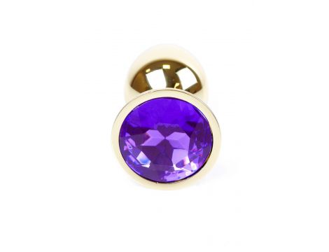 Korek analny HeavyFun złoty z fioletowym diamentem 7 cm - 2