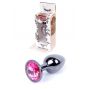 Korek analny biżuteryjny srebrny z różowym diamencikiem HeavyFun 7 cm - 2
