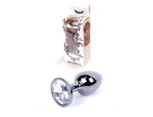 Biżuteria analna stalowa srebrna z diamentem 7 cm