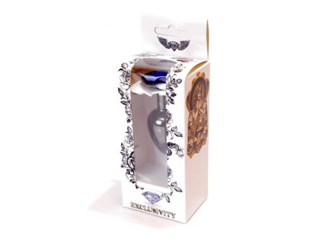 Biżuteria analna stalowa z diamentem HeavyFun srebrna niebieska 7 cm - 8