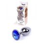 Biżuteria analna stalowa z diamentem HeavyFun srebrna niebieska 7 cm - 2