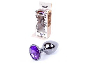 Biżuteria analna ze stali nierdzewnej z fioletowym diamencikiem 7 cm