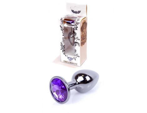Biżuteria analna ze stali nierdzewnej z fioletowym diamencikiem 7 cm
