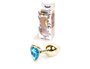 Plug-Jewellery Gold  Heart PLUG- Light Blue