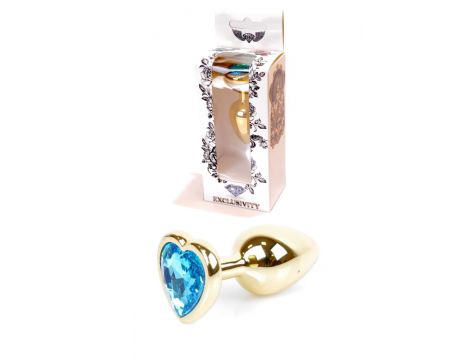 Plug-Jewellery Gold  Heart PLUG- Light Blue