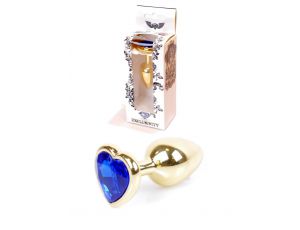 Biżuteria analna HeavyFun Gold Heart ciemnieniebieska 7 cm