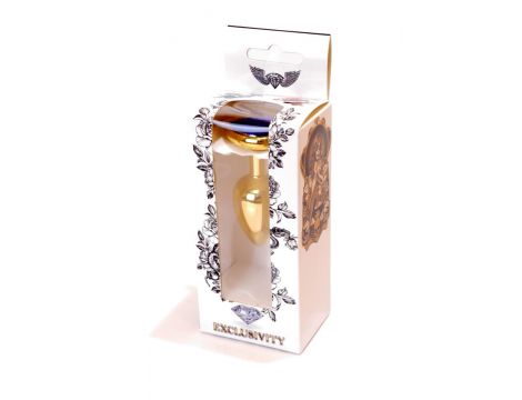Biżuteria analna HeavyFun Gold Heart ciemnieniebieska 7 cm - 8