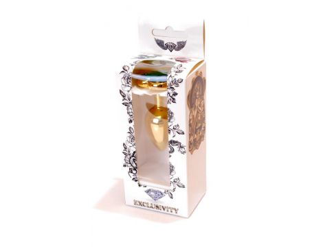 Korek analny ze stali nierdzewnej HeavyFun złoty zielone serce 7 cm - 8