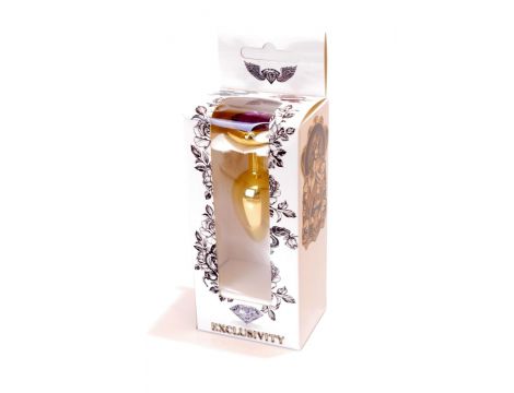 Biżuteria analna HeavyFun złote serce fioletowy korek 7 cm - 8