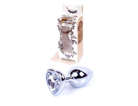 Korek analny srebrny z sercem HeavyFun 7 cm