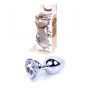 Korek analny srebrny z sercem HeavyFun 7 cm - 2