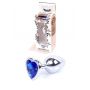 Korek analny srebrny z sercem HeavyFun ciemnieniebieski 7 cm - 2
