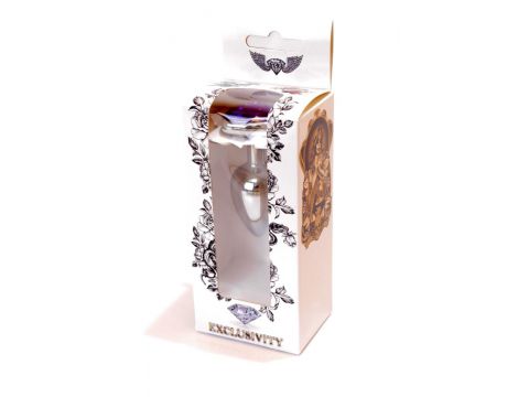 Biżuteria analna srebrna serce fioletowa 7 cm HeavyFun - 8