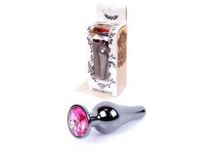 Biżuteria analna stal nierdzewna z różowym diamencikiem HeavyFun 9,5 cm