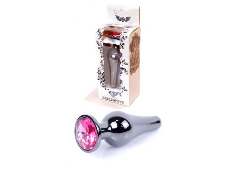 Biżuteria analna stal nierdzewna z różowym diamencikiem HeavyFun 9,5 cm