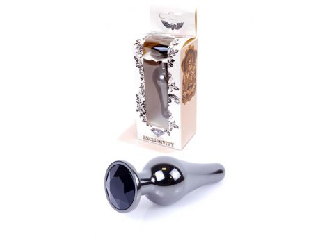 Biżuteria analna stal nierdzewna srebrna z czarnym diamentem 9.5 cm