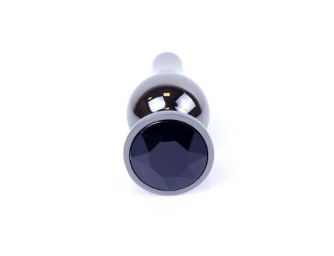 Biżuteria analna stal nierdzewna srebrna z czarnym diamentem 9.5 cm - 2