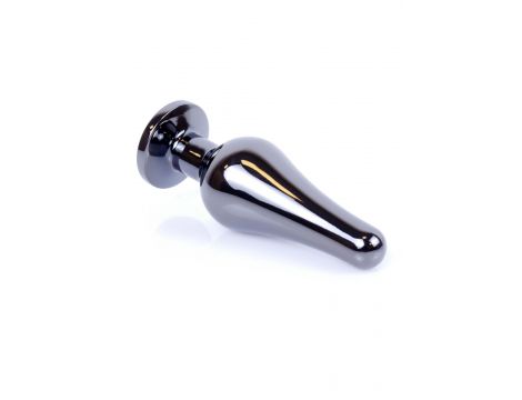 Biżuteria analna stal nierdzewna srebrna z czarnym diamentem 9.5 cm - 3