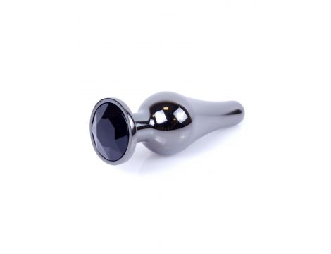 Biżuteria analna stal nierdzewna srebrna z czarnym diamentem 9.5 cm - 8