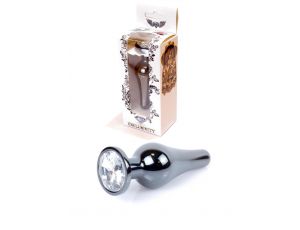 Korek analny biżuteryjny ciemnosrebrny z diamencikiem HeavyFun 9.5 cm