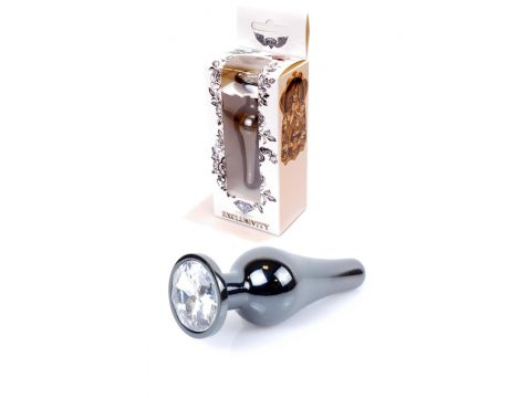 Korek analny biżuteryjny ciemnosrebrny z diamencikiem HeavyFun 9.5 cm