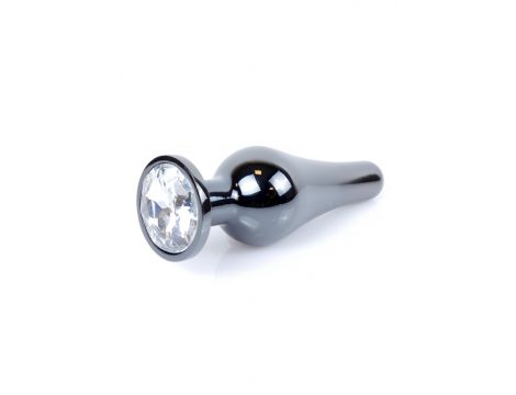 Korek analny biżuteryjny ciemnosrebrny z diamencikiem HeavyFun 9.5 cm - 8