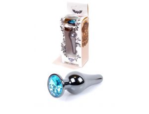Biżuteria analna stalowa HeavyFun srebrna niebieska 9,5 cm