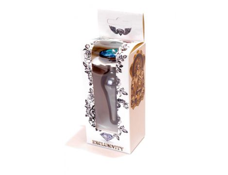 Biżuteria analna stalowa HeavyFun srebrna niebieska 9,5 cm - 9