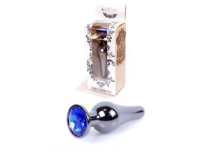 Biżuteria analna stalowa z diamentem HeavyFun srebrna niebieska 9.5 cm