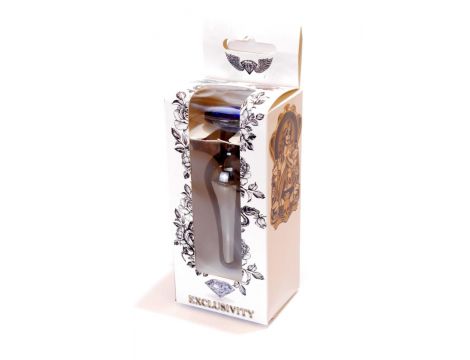 Biżuteria analna stalowa z diamentem HeavyFun srebrna niebieska 9.5 cm - 9