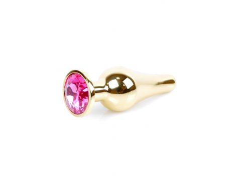 Korek analny ze stali nierdzewnej złoty z różowym diamentem 9,5 cm - 8