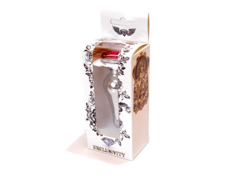 Biżuteria analna HeavyFun srebrna z różowym diamencikiem 9,5 cm - 9