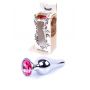 Biżuteria analna HeavyFun srebrna z różowym diamencikiem 9,5 cm - 2