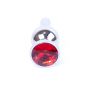 Srebrny nierdzewny korek analny z czerwonym diamencikiem 9,5 cm - 3