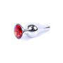 Srebrny nierdzewny korek analny z czerwonym diamencikiem 9,5 cm - 9
